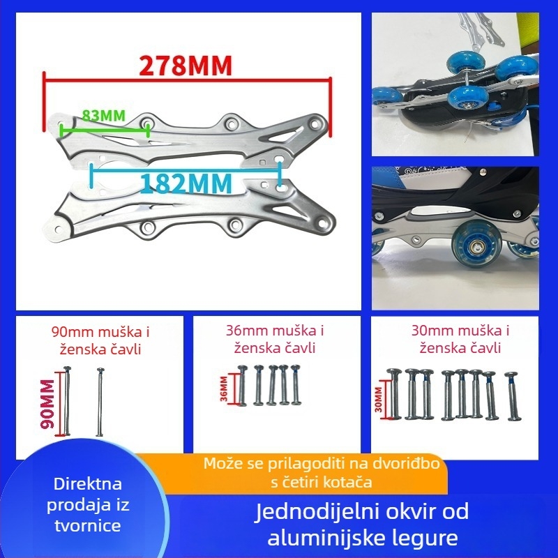 Držač oštrice za dječje rolerice, jednostruki, aluminijska legura, banana držač