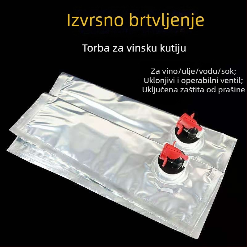 BIB unutarnja vrećica za tekućine s aluminijskim ventilom leptira, prehrambeno sigurno sterilizirana za tekuće napitke (kava, crno vino)