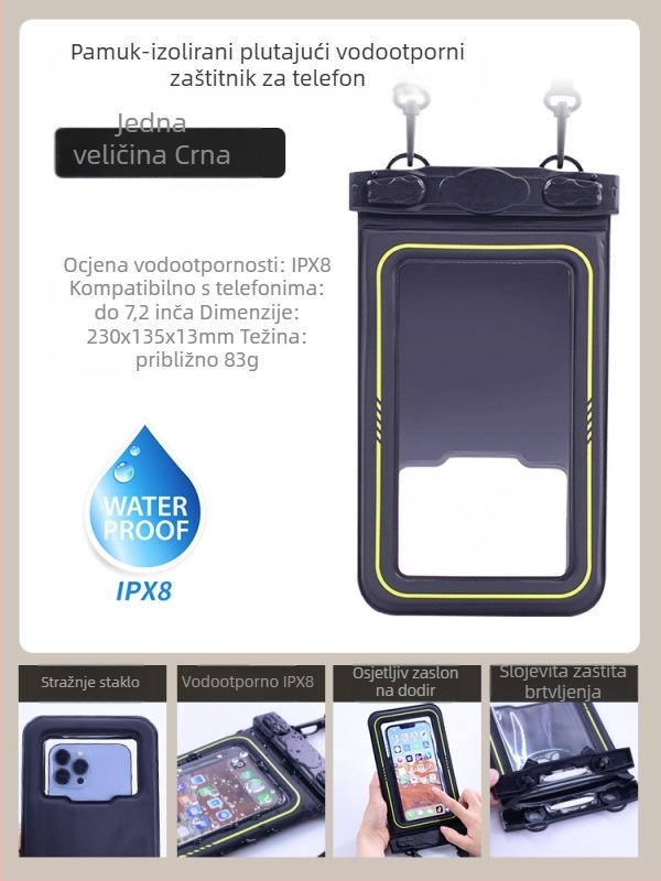 Vodootporna plutajuća torbica za telefon, s brtvenim zatvaranjem za dodirni zaslon, prozirna PVC futrola, stane 1 telefon, mogućnost prilagođenog logotipa