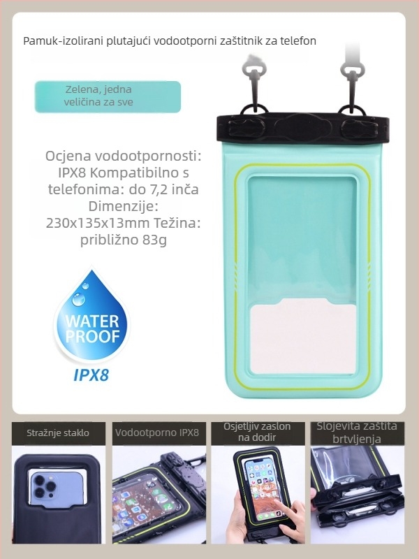 Vodootporna plutajuća torbica za telefon, s brtvenim zatvaranjem za dodirni zaslon, prozirna PVC futrola, stane 1 telefon, mogućnost prilagođenog logotipa