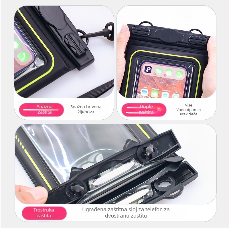 Vodootporna plutajuća torbica za telefon, s brtvenim zatvaranjem za dodirni zaslon, prozirna PVC futrola, stane 1 telefon, mogućnost prilagođenog logotipa