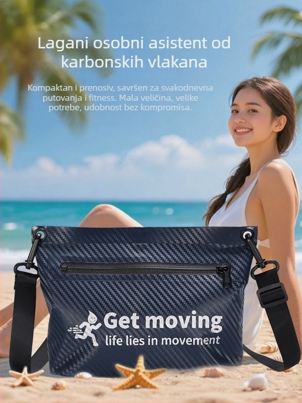 Vanjsku vodootpornu crossbody torbu s karbonskom mrežom, pogodnu za plažu, kampiranje i fotografiranje