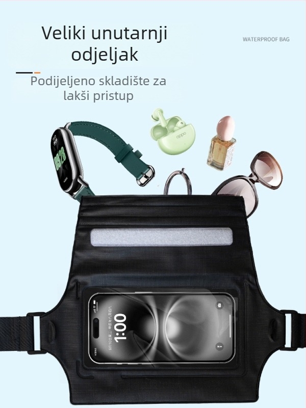 Pojasna torba velike kapacitete s višeslojnom skladištenjem — vodootporna PVC tkanina; unisex (za ribolov, planinarenje, vožnju i ronjenje)