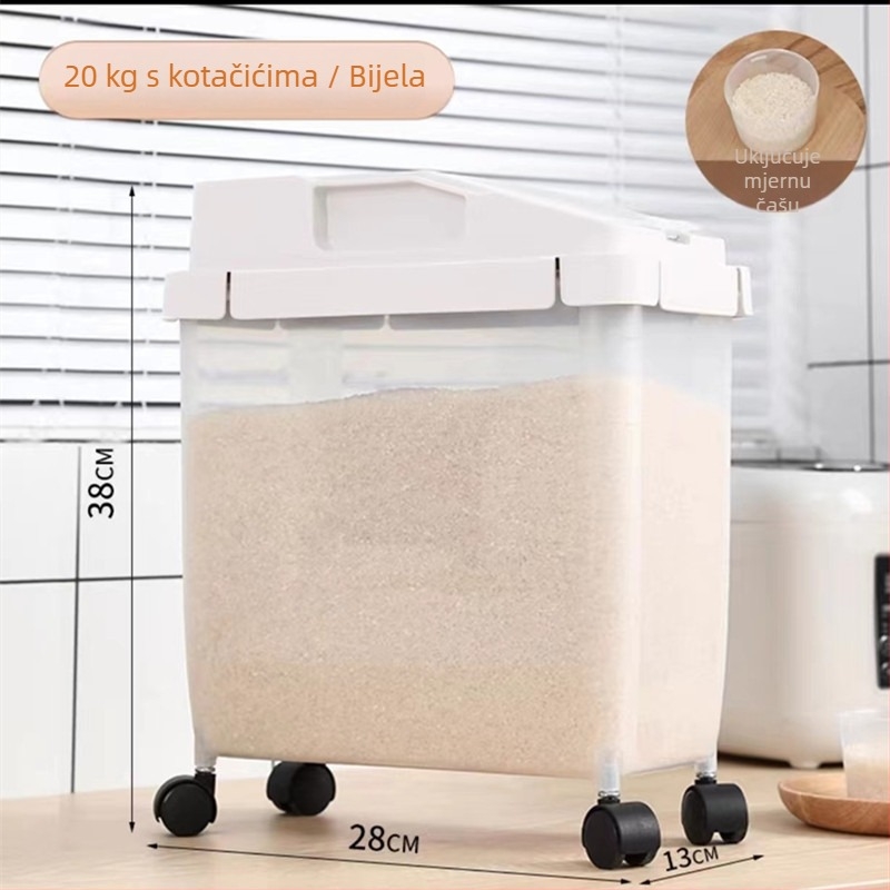 Kutija za pohranu riže Da Gull, PP plast, zatvoreni poklopac, otpornost na vlagu, otpornost na insekte, kapacitet 9–10 L