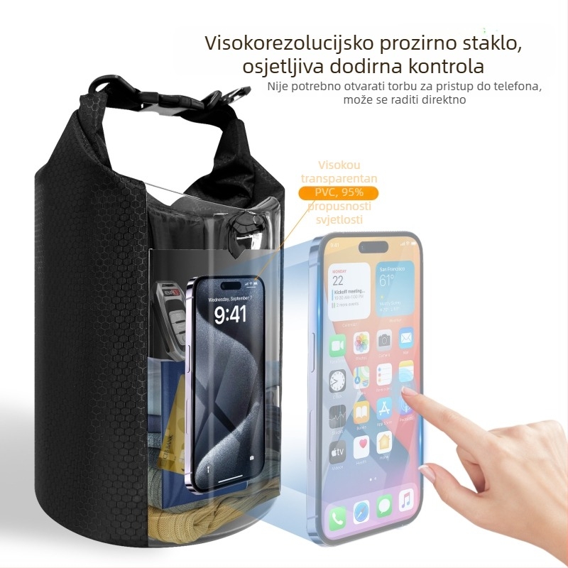 Zonysun PVC vodootporna torba – Vanjski Cross-Body/Bucket stil, Unisex, Kapacitet 5, Casual & Outdoor