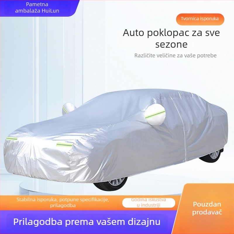 Automobilska navlaka za sve sezone – potpuno pokrivanje, debeli zaštita od sunca i kiše, PE materijal, artikl J-12, mogućnost prilagodbe