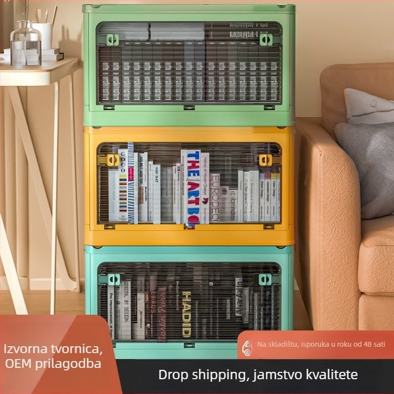 Sklopivi prozirni plastični ormar za pohranu, model 9001, stil laganog luksuza, za CD-e, igračke i knjige