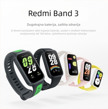 Pametna fitness narukvica (AMOLED zaslon; praćenje srčanog ritma; dnevna vodootpornost; silikon remen; autonomija baterije manje od 7 dana)