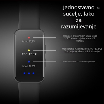 Pametna sportska narukvica s praćenjem toplinskog udara i tjelesne temperature, silikon remen, TFT zaslon, trajanje baterije 21 dan