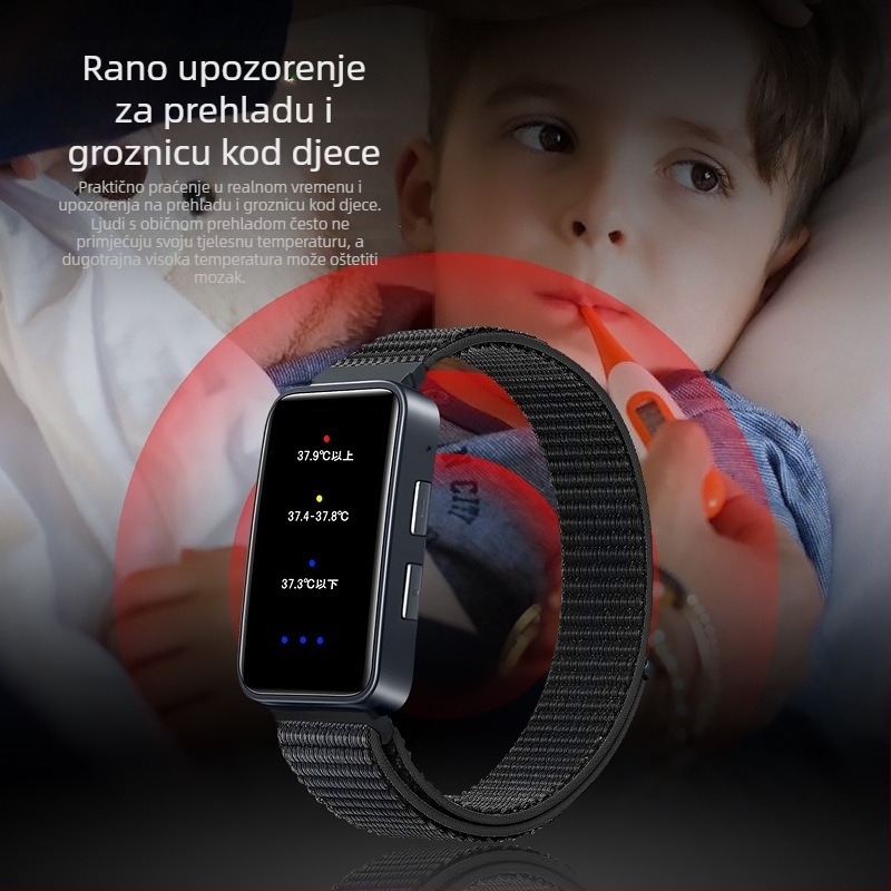 Pametna sportska narukvica s praćenjem toplinskog udara i tjelesne temperature, silikon remen, TFT zaslon, trajanje baterije 21 dan