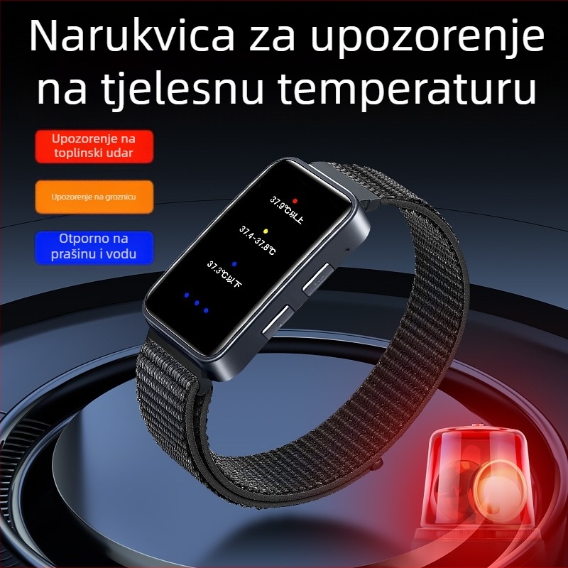 Pametna sportska narukvica s praćenjem toplinskog udara i tjelesne temperature, silikon remen, TFT zaslon, trajanje baterije 21 dan