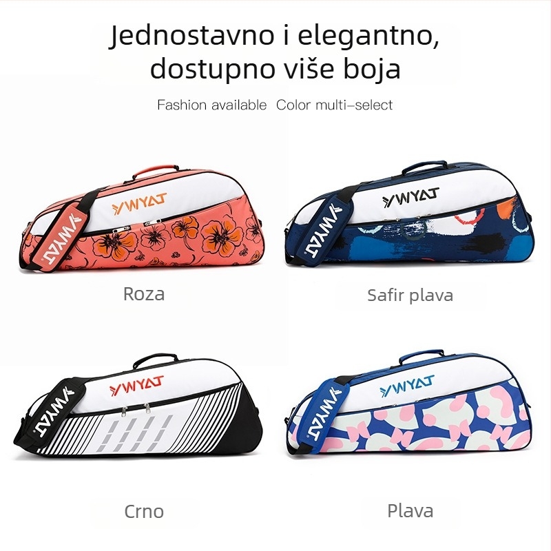 Torba za rakete badminton/tenis – Kapacitet 3 rakete, Jednoručna naramnica, Unisex, Platno i poliester, Marka Ywyat