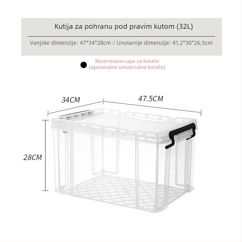 PP plastična kutija za skladištenje, pravokutni oblik, japanski stil, kapacitet 90–100 L, otporna na prašinu