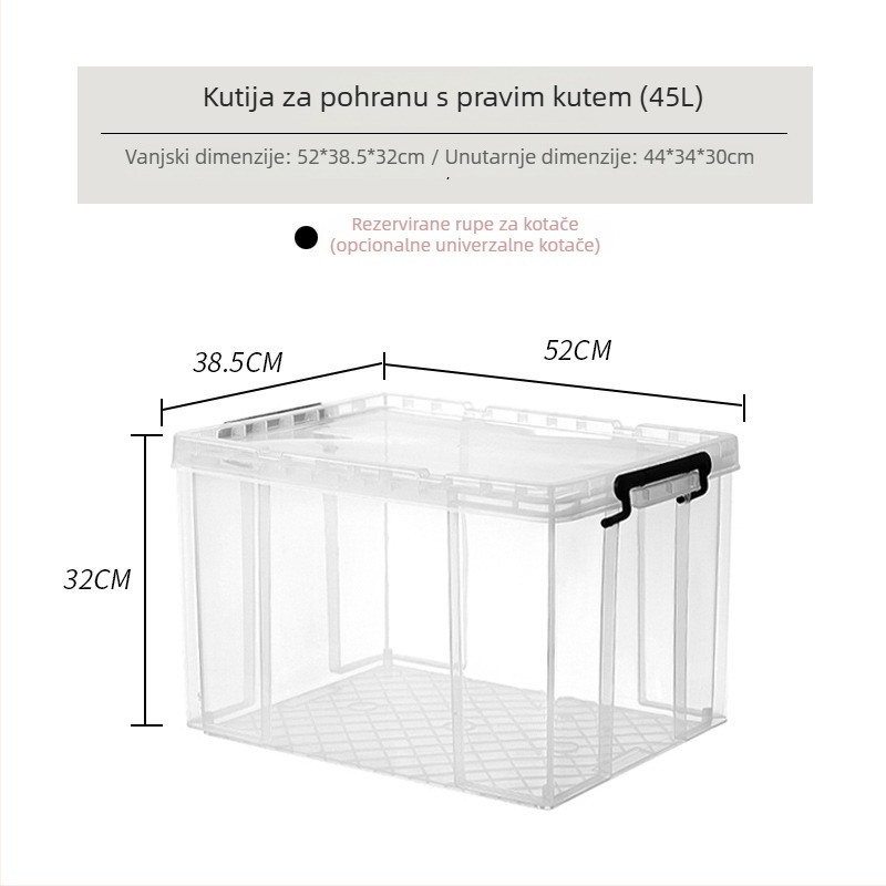 PP plastična kutija za skladištenje, pravokutni oblik, japanski stil, kapacitet 90–100 L, otporna na prašinu