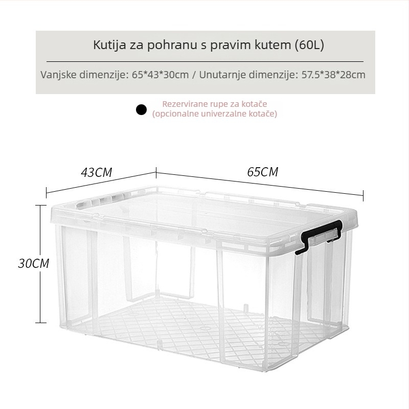 PP plastična kutija za skladištenje, pravokutni oblik, japanski stil, kapacitet 90–100 L, otporna na prašinu