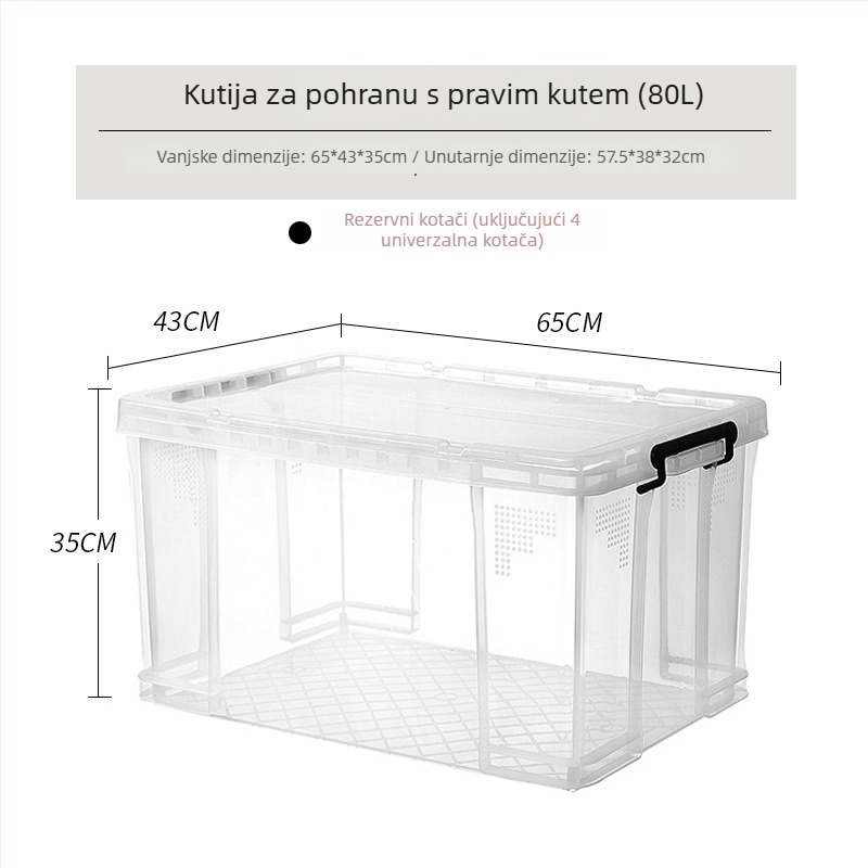 PP plastična kutija za skladištenje, pravokutni oblik, japanski stil, kapacitet 90–100 L, otporna na prašinu