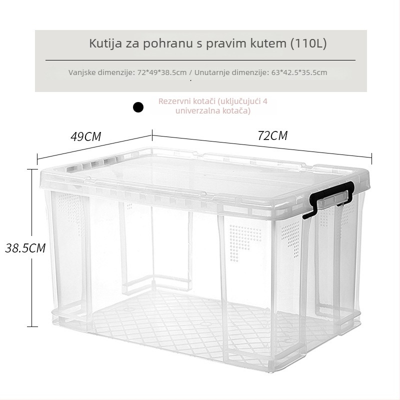PP plastična kutija za skladištenje, pravokutni oblik, japanski stil, kapacitet 90–100 L, otporna na prašinu