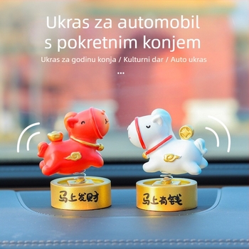 Unutrašnja automobilska dekoracija – Godina konja, crtani stil, smola