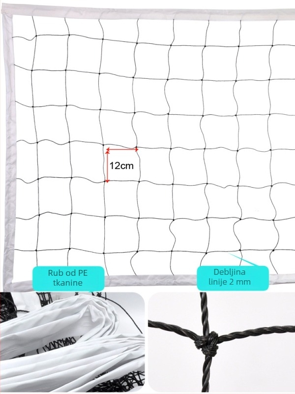 Mreža za odbojku – za odbojku na plaži, PVC materijal, šivanje strojem, tisak loga, mogućnost prilagodbe
