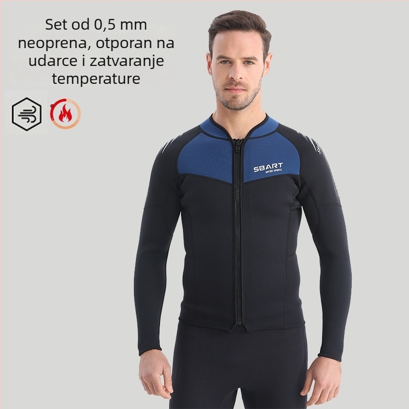 Dvodjelni wetsuit za ronjenje – Sbart, 90% guma + 10% najlona, zadržava toplinu, pogodan za ronjenje i plivanje