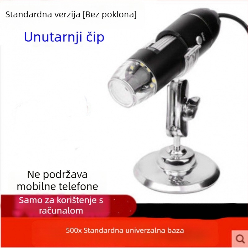 USB digitalni mikroskop s povećanjem 1600x za pregled kože i dlakavih folikula — kompatibilan sa pametnim telefonom, slike visoke rezolucije