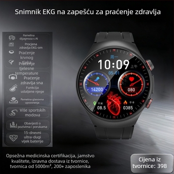 Višefunkcijski pametni sat za mjerenje krvnog tlaka sa praćenjem sna, otkucaja srca i zasićenosti kisikom u krvi, AMOLED zaslon