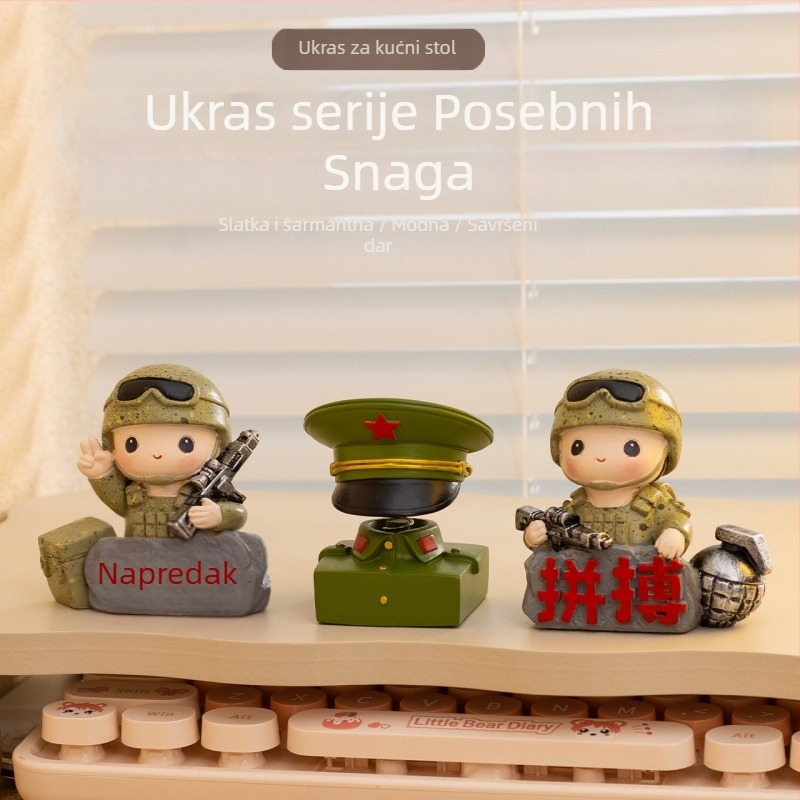 Desktop figurka vojnika Crvene armije – smola, kineski stil, ukras za stol, dar