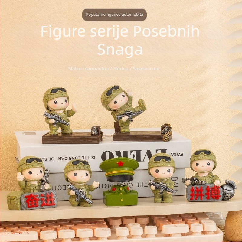 Desktop figurka vojnika Crvene armije – smola, kineski stil, ukras za stol, dar