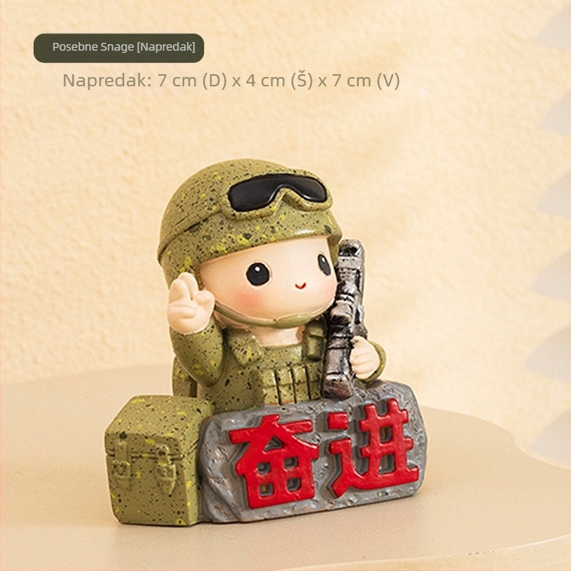 Desktop figurka vojnika Crvene armije – smola, kineski stil, ukras za stol, dar