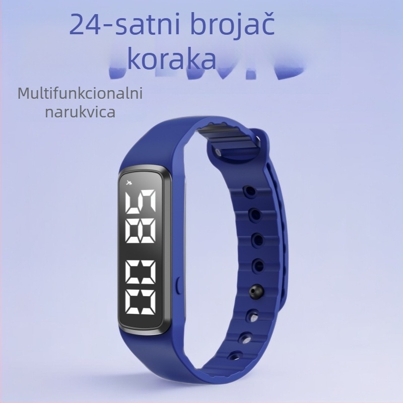 Vibracijski narukvica s alarmom i brojačem koraka (TPU ručni remen, USB punjenje, trajanje baterije 21+ dana)