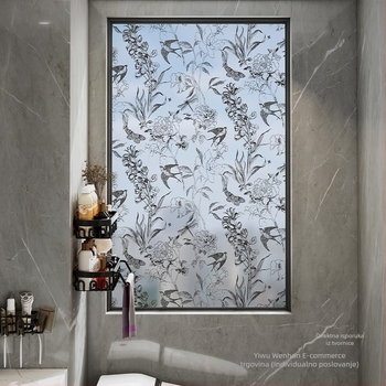 Film za privatnost staklenih vrata kupaonice – samoljepljivi, poluprozirna, uzorak 69850