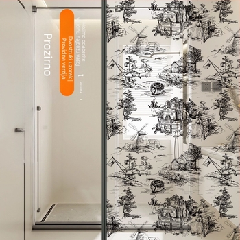 Film za privatnost staklenih vrata kupaonice – samoljepljivi, poluprozirna, uzorak 69850