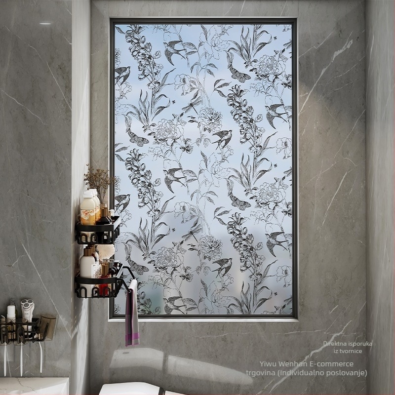 Film za privatnost staklenih vrata kupaonice – samoljepljivi, poluprozirna, uzorak 69850