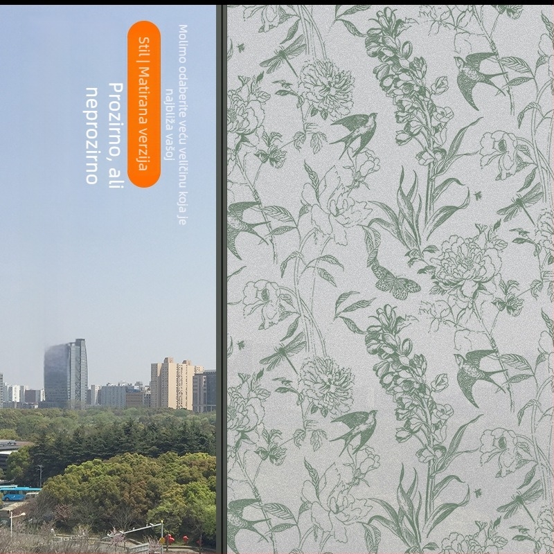 Film za privatnost staklenih vrata kupaonice – samoljepljivi, poluprozirna, uzorak 69850