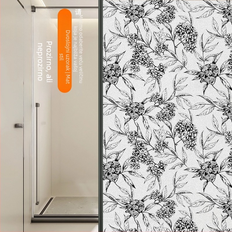 Film za privatnost staklenih vrata kupaonice – samoljepljivi, poluprozirna, uzorak 69850