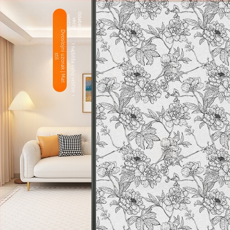 Film za privatnost staklenih vrata kupaonice – samoljepljivi, poluprozirna, uzorak 69850