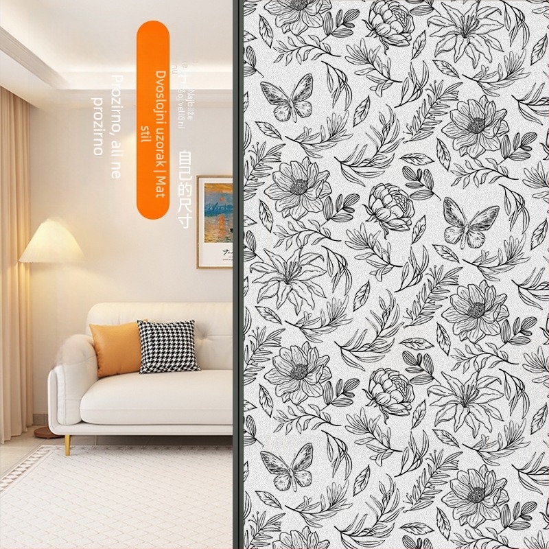 Film za privatnost staklenih vrata kupaonice – samoljepljivi, poluprozirna, uzorak 69850