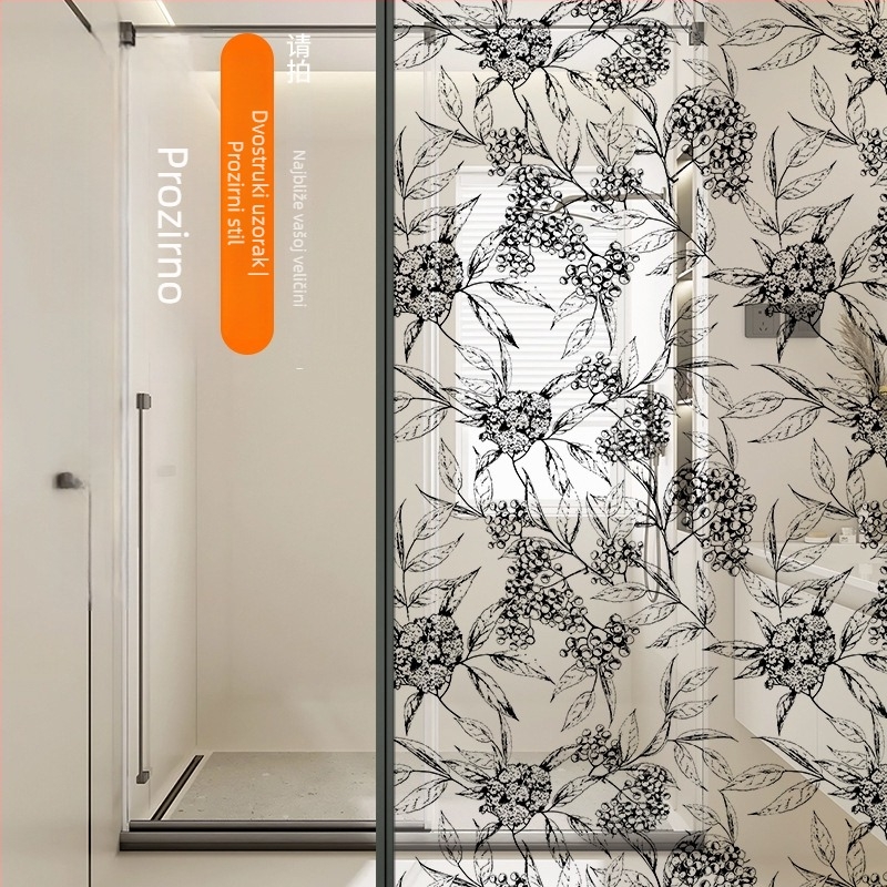 Film za privatnost staklenih vrata kupaonice – samoljepljivi, poluprozirna, uzorak 69850