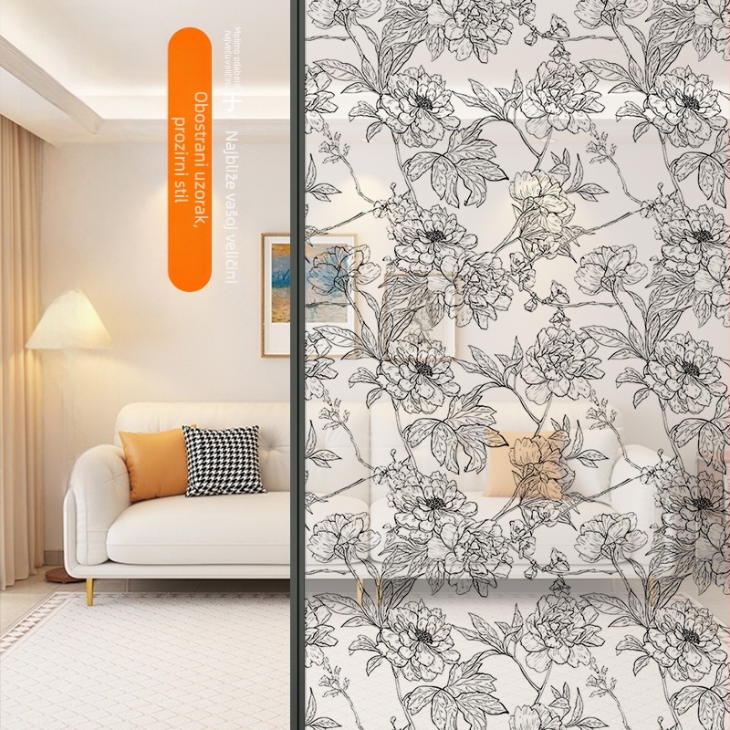 Film za privatnost staklenih vrata kupaonice – samoljepljivi, poluprozirna, uzorak 69850