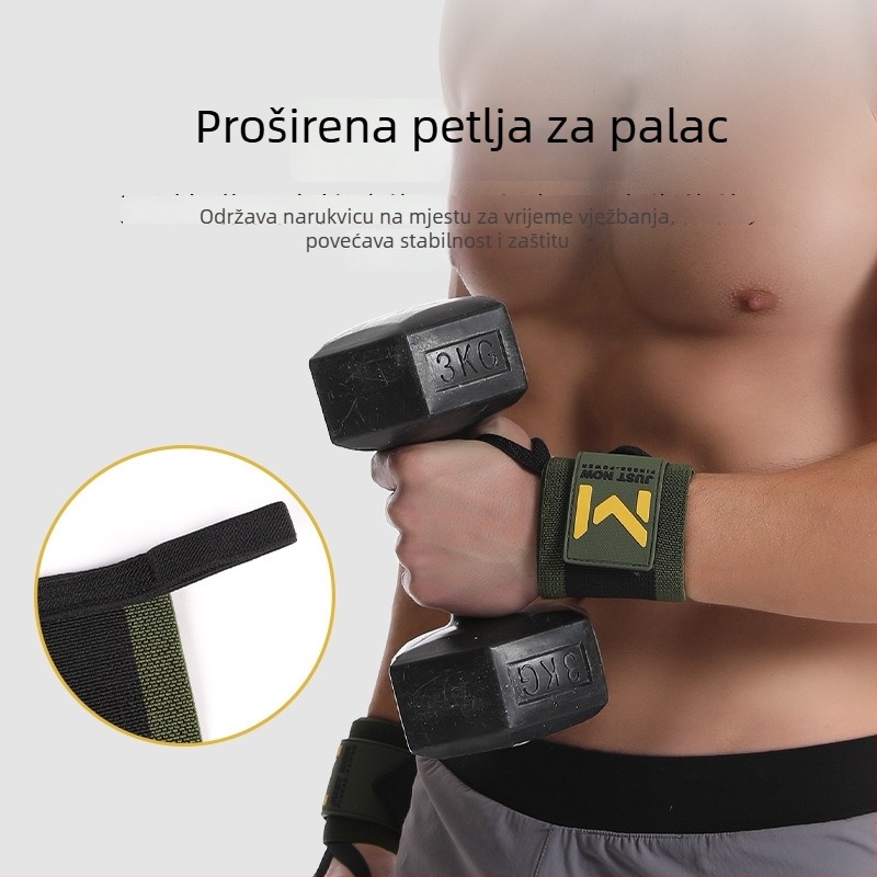 Zapestnica za zaštitu zapešća – Univerzalna; Materijali: poliester vlakno/nylon/prirodni lateks vlakno; Pogodna za dizanje utega, trčanje, fitness i klupu; Prilagodljiva