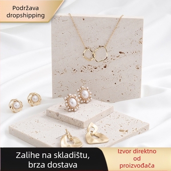 Pozadinska tkanina za fotografiranje proizvoda s blokom stijene špilje i prirodnim mramorom za naušnice i ogrlice (Vrijeme izlaska na tržište: 2022; Izvor: Spot; Tip: Pozadinski platno; Fotografiranje proizvoda; Materijal: Kamen špilje)