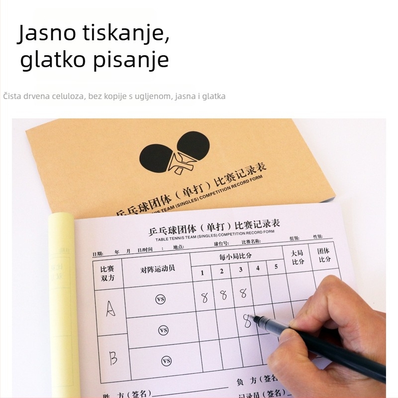 Tablica za bodovanje s karticom zamjene i taktičkom pločom za košarku, nogomet, badminton i stolni tenis; papir, 500 listova, ispis logotipa, prilagodba
