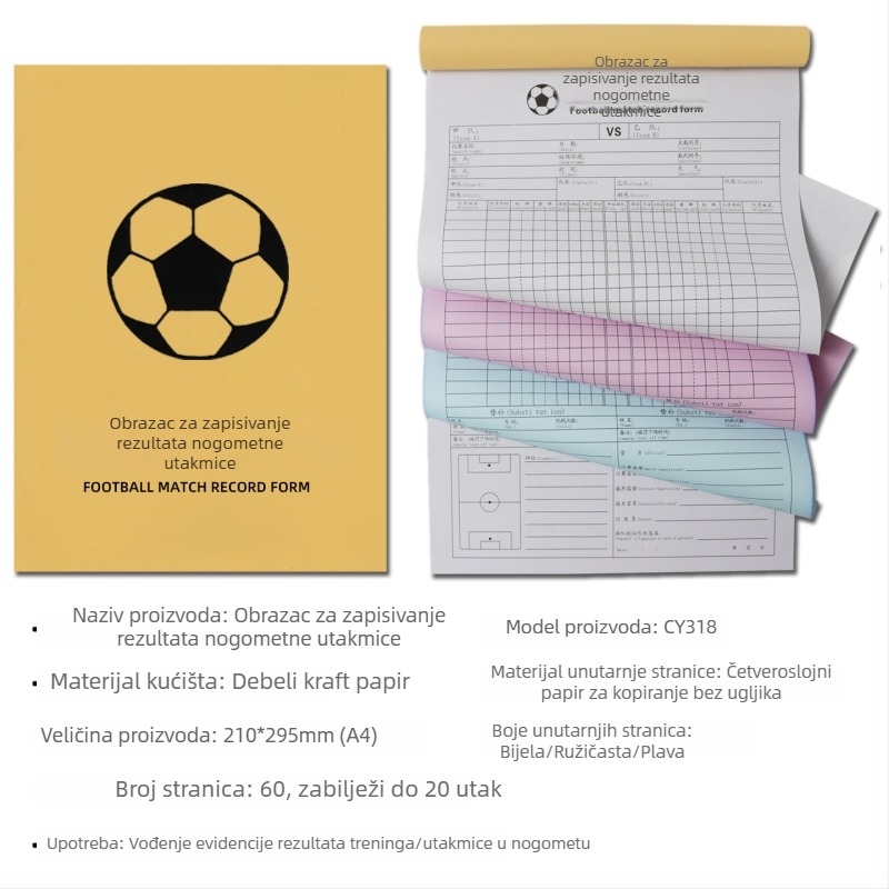 Tablica za bodovanje s karticom zamjene i taktičkom pločom za košarku, nogomet, badminton i stolni tenis; papir, 500 listova, ispis logotipa, prilagodba