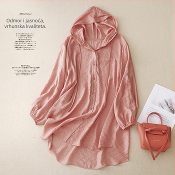 Ženska majica s kapuljačom i dugim rukavima, UV zaštita, pamuk-lanena smjesa s konoplom, ljetni ležerni kardigan