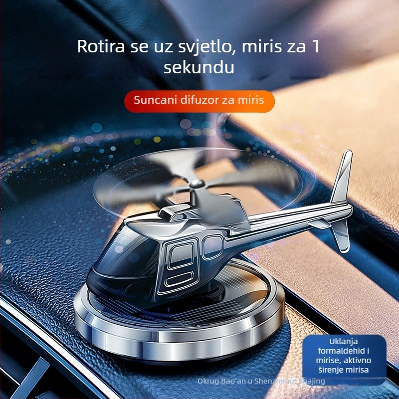 Auto aromaterapijski difuzor s solarnim napajanjem, dugotrajan blag miris, ukras u obliku helikoptera — Hongyu Sheng