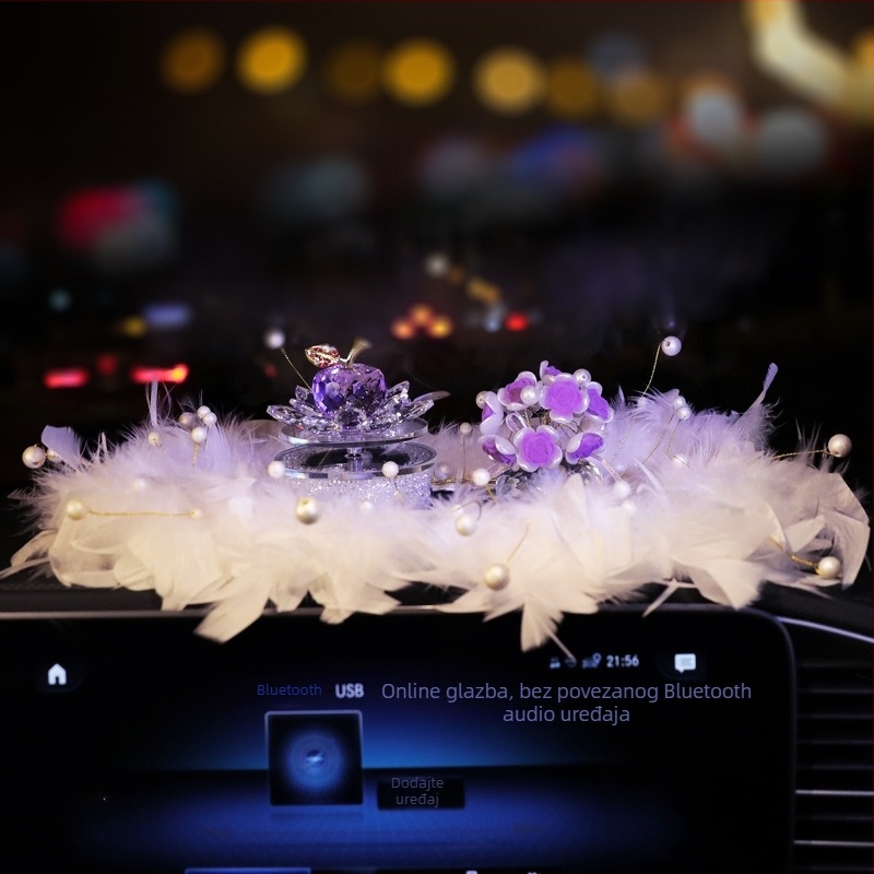 Auto dekoracija na solarnu energiju: rotirajuće kristalno jaje s držačem parfema u obliku lotosa, za središnju konzolu