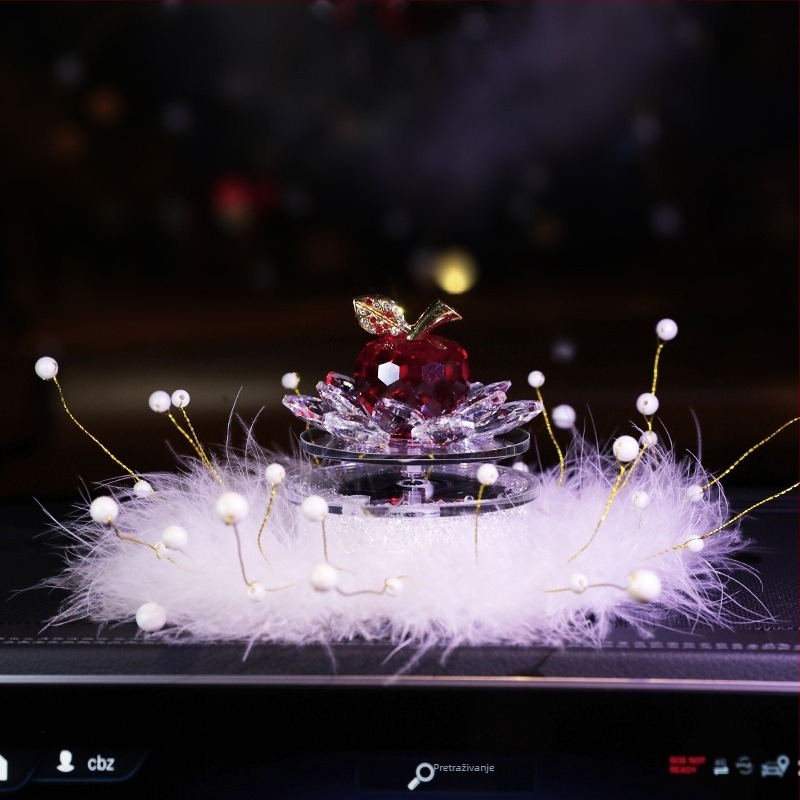 Auto dekoracija na solarnu energiju: rotirajuće kristalno jaje s držačem parfema u obliku lotosa, za središnju konzolu