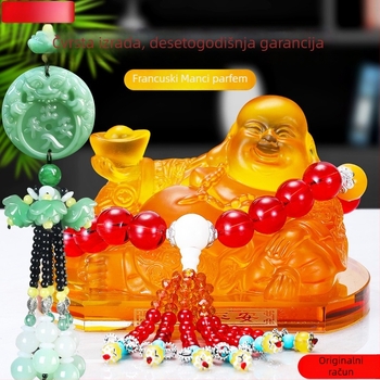 Jadei dekor automobila za parfem s Maitreya Buddha statuom, staklenka aromaterapije za središnju konzolu, auto ukras — bez autoriziranih privatnih marki