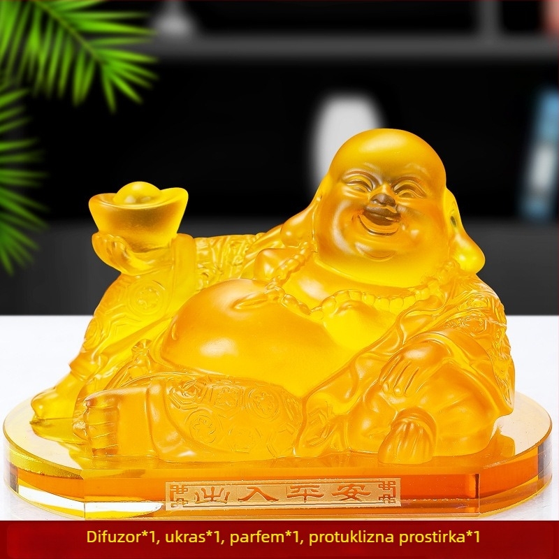 Jadei dekor automobila za parfem s Maitreya Buddha statuom, staklenka aromaterapije za središnju konzolu, auto ukras — bez autoriziranih privatnih marki