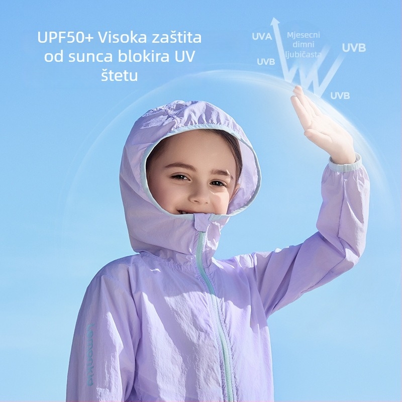 Dječja UV zaštitna kapuljačasta majica od najlona Ice Silk, brzo se suši, prozračna, originalni dizajn (proljeće 2025)